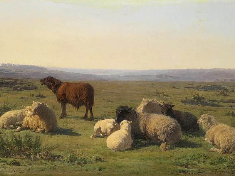 1830-Juliette Bonheur - Pecore a riposo in un prato (1869)